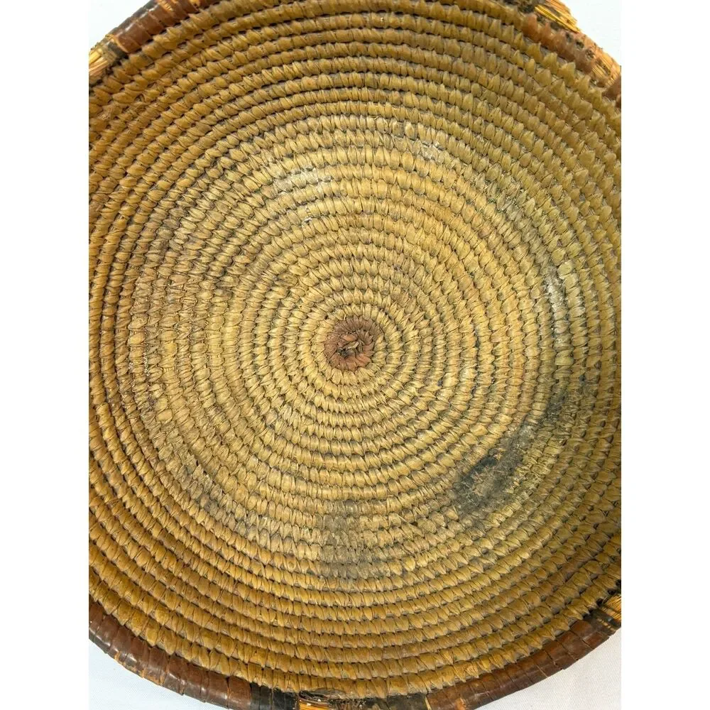Antique Hand Crafted Woven Coil Wedding Basket 13